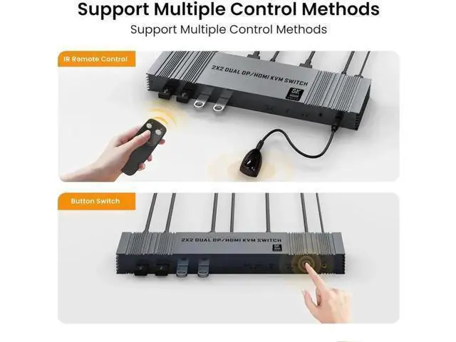 Alt view image 2 of 7 - Vszerda 2x2 HDMI DP KVM switch 4K 144Hz Dual Monitor Extended Display 8K USB KVM Switcher 2 in 2 out for 2 Computers 2 Monitors