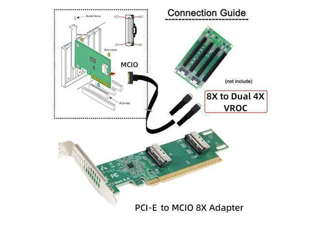 Alt view image 7 of 7 - Vszerda Adapter PCI-E 5.0 PCI-Express 16x to SFF-TA-1016 Dual MCIO 8i Mini Cool Edge IO VROC Adapter for Mainboard SSD Graphics Card