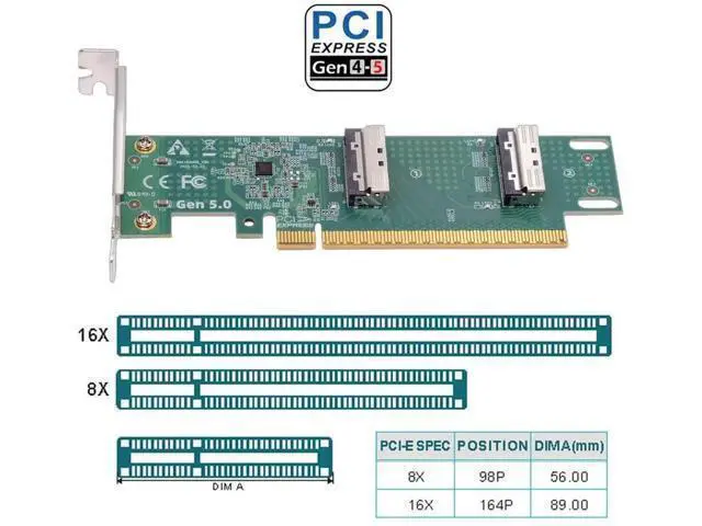 Alt view image 3 of 7 - Vszerda Adapter PCI-E 5.0 PCI-Express 16x to SFF-TA-1016 Dual MCIO 8i Mini Cool Edge IO VROC Adapter for Mainboard SSD Graphics Card