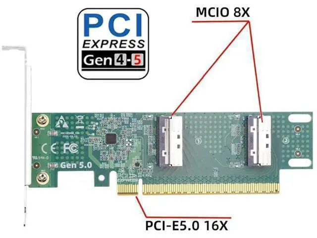 Alt view image 4 of 7 - Vszerda Adapter PCI-E 5.0 PCI-Express 16x to SFF-TA-1016 Dual MCIO 8i Mini Cool Edge IO VROC Adapter for Mainboard SSD Graphics Card