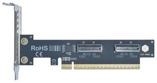 Main image of Vszerda PCIe 5.0 x16 to 2 MCIO x8 Adapter Card for 4 U.2 NVMe SSD (Upward Interface)