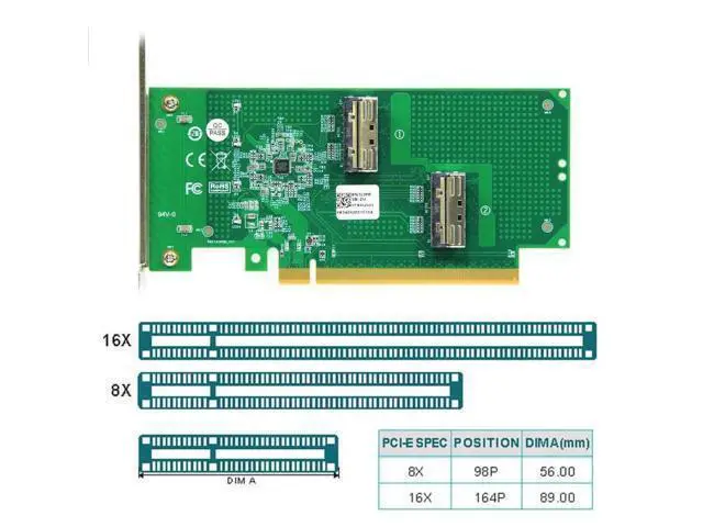 Alt view image 2 of 7 - Vszerda Adapter PCIE5.0 PCI-Express 16x to Dual MCIO 8i Mini Cool Edge IO SFF-TA-1016 VROC Adapter for Mainboard SSD Graphics Card