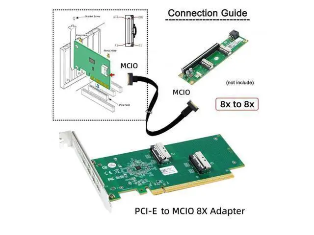 Alt view image 3 of 7 - Vszerda Adapter PCIE5.0 PCI-Express 16x to Dual MCIO 8i Mini Cool Edge IO SFF-TA-1016 VROC Adapter for Mainboard SSD Graphics Card