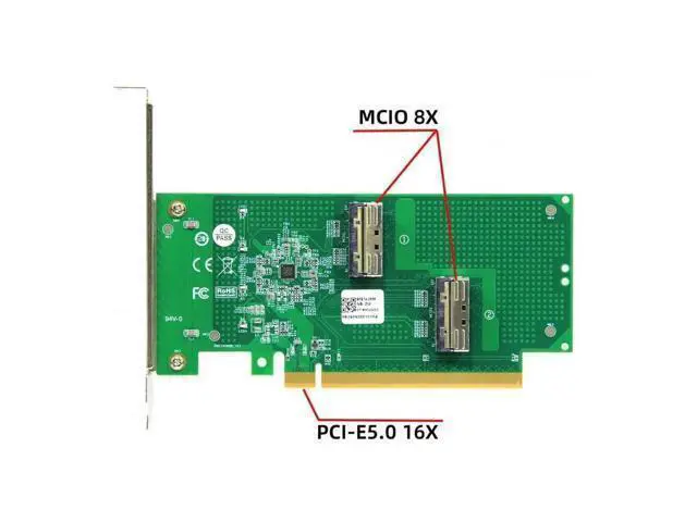 Alt view image 7 of 7 - Vszerda Adapter PCIE5.0 PCI-Express 16x to Dual MCIO 8i Mini Cool Edge IO SFF-TA-1016 VROC Adapter for Mainboard SSD Graphics Card