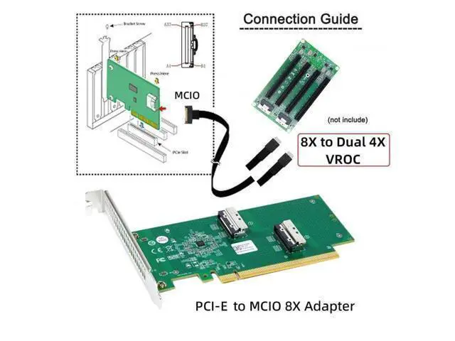 Alt view image 5 of 7 - Vszerda Adapter PCIE5.0 PCI-Express 16x to Dual MCIO 8i Mini Cool Edge IO SFF-TA-1016 VROC Adapter for Mainboard SSD Graphics Card