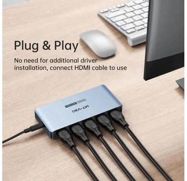 Alt view image 6 of 7 - MT-VIKI 2.0 HDMI Splitter, 4K@60Hz HDMI Duplicator/Distributor HDR Support EDID HDCP 2.2 RGB 4:4:4 18Gbps-Adapter Included (8K 1 in 4 Out)