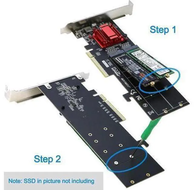 Alt view image 2 of 5 - Vszerda Dual NVMe PCIe Adapter, M.2 NVMe SSD to PCI-e 3.1 x8/x16 Card Support M.2 (M Key) NVMe SSD 22110/2280/2260/2242/2230