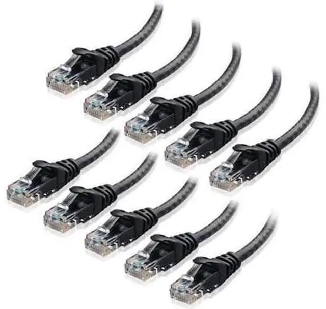Main image of JAENFONG CAT6 Ethernet Cable LAN Network RJ45 Internet Patch Cord 10Pack Black 30ft Bare Copper 30 ft.