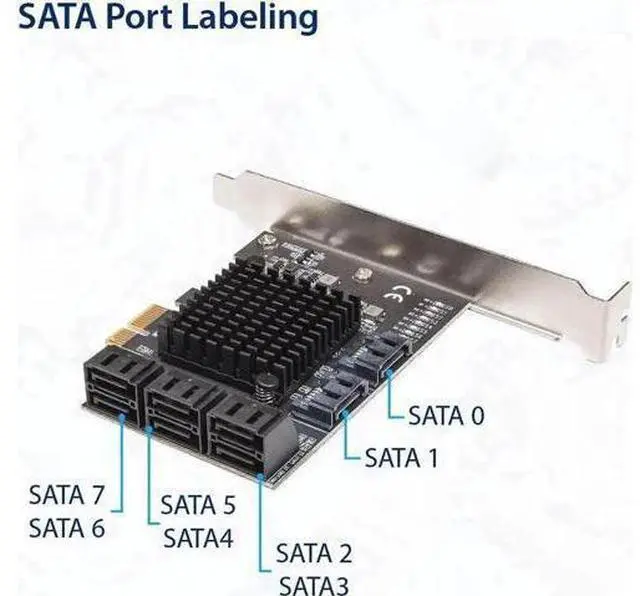 Alt view image 4 of 6 - Vszerda 8 Port SATA III to PCIe 3.0 x1 Non-RAID Expansion Card Dual ASM1064 Genuine 6.0bps with 8 Drives Attached Low Profile Bracket, SI-PEX40165