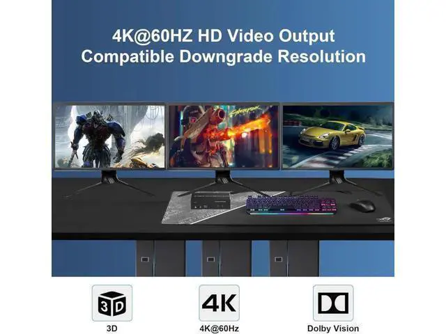Alt view image 4 of 7 - HDMI + 2 Displayport USB 3.0 KVM Switch Triple Monitor for 2 Computers, 4K@60Hz KVM Switch 2 Computers 3 Monitors with Audio Microphone Output and 3 USB 3.0 Ports, Keyboard Mouse Switcher
