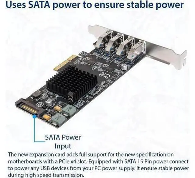 Alt view image 4 of 4 - USB 3.1 Gen 2 10 Gbps 4 Port Type-A PCI-e 3.0 x4 ASMedia ASM3142 Controller,SI-PEX20233