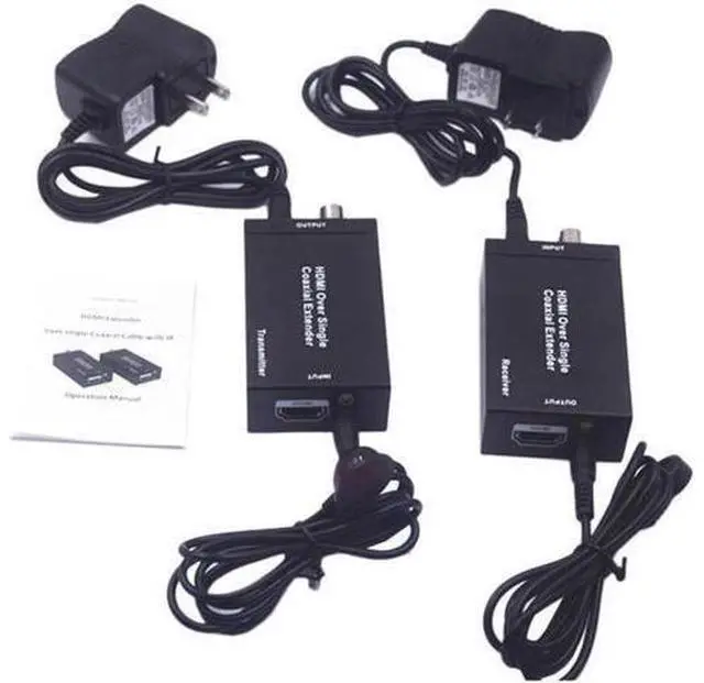 Alt view image 3 of 5 - 1080P HDMI Over Single Coaxial Extender (Transmitter + Receiver) with IR Coaxial Cable, Signal Range up to 100m