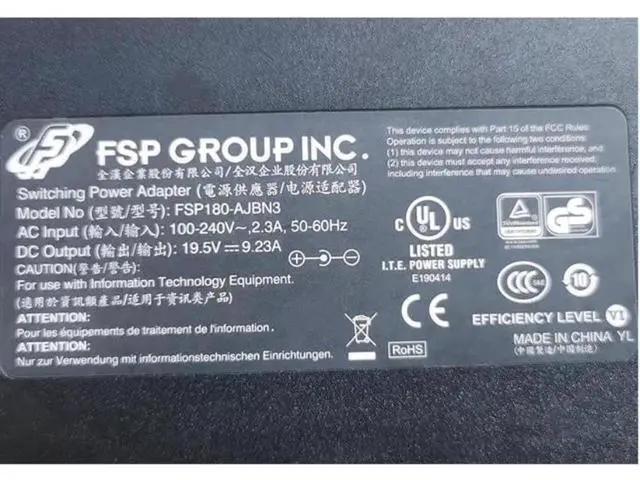 Alt view image 2 of 2 - 19.5V 9.23A 180W FSP FSP180-AJBN3 Power Supply AC Adapter For XNE15E19 MAG-15 EVOO EG-LP5-BK A15-180P1A Laptop Adapters