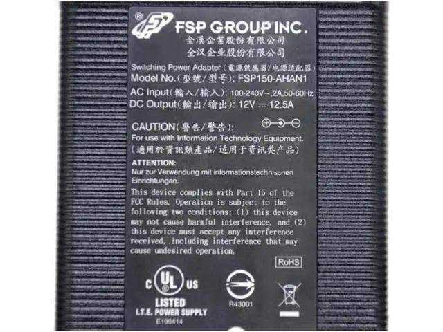 Alt view image 2 of 2 - FSP FSP150-AHAN1 12V 12.5A 150W 22000082LF AC Adapter For Drobo 5D THUNDERBOLT GEN3 DDR3A21 Power Supply Charger
