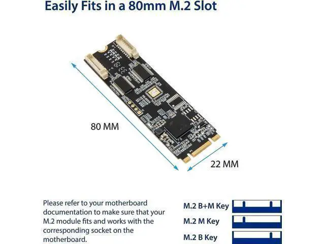 Alt view image 2 of 4 - 2 Port RS-232 DB9 Serial M.2 B+M Key Controller Card SI-ADA15069