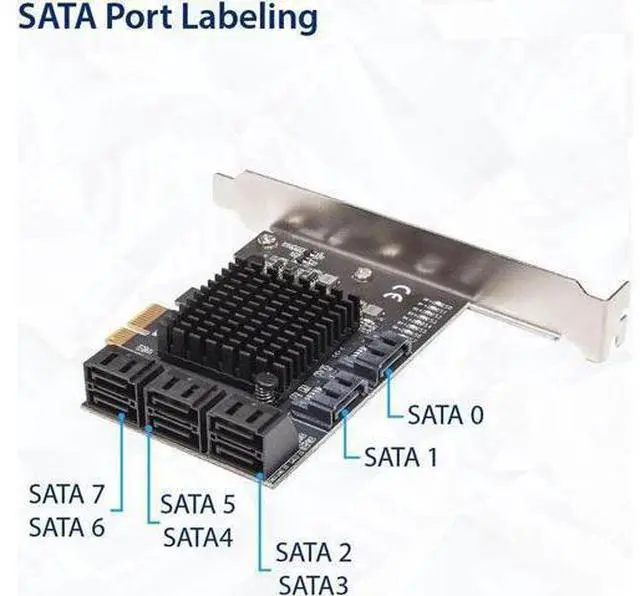 Alt view image 5 of 6 - 8 Port SATA III to PCIe 3.0 x1 Non-RAID Expansion Card Dual ASM1064 Genuine 6.0bps with 8 Drives Attached Low Profile Bracket, SI-PEX40165