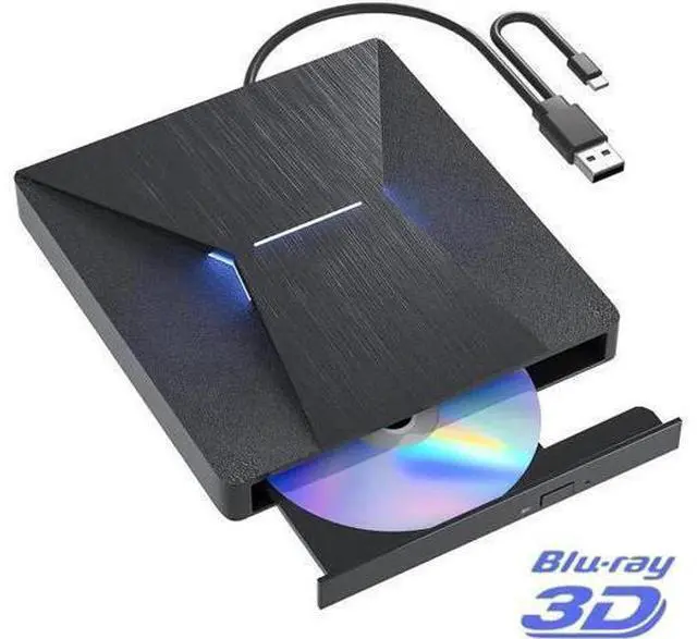 Main image of External Blu Ray Drive, USB 3.0 and Type-C External Blu-Ray CD DVD Drive, Blu-ray Reader 3D Slim Optical CD Drive CD/DVD Burner Optical Drive Compatible with Windows XP/7/8/10, Laptop, Desktop