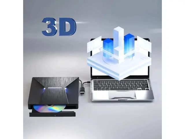 Alt view image 2 of 7 - External Blu Ray Drive, USB 3.0 and Type-C External Blu-Ray CD DVD Drive, Blu-ray Reader 3D Slim Optical CD Drive CD/DVD Burner Optical Drive Compatible with Windows XP/7/8/10, Laptop, Desktop