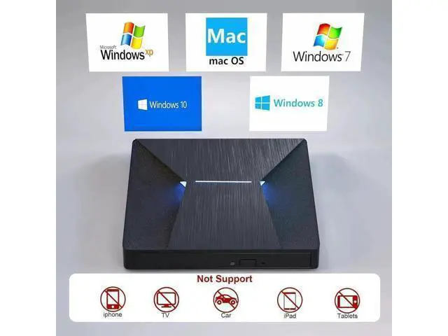 Alt view image 6 of 7 - External Blu Ray Drive, USB 3.0 and Type-C External Blu-Ray CD DVD Drive, Blu-ray Reader 3D Slim Optical CD Drive CD/DVD Burner Optical Drive Compatible with Windows XP/7/8/10, Laptop, Desktop