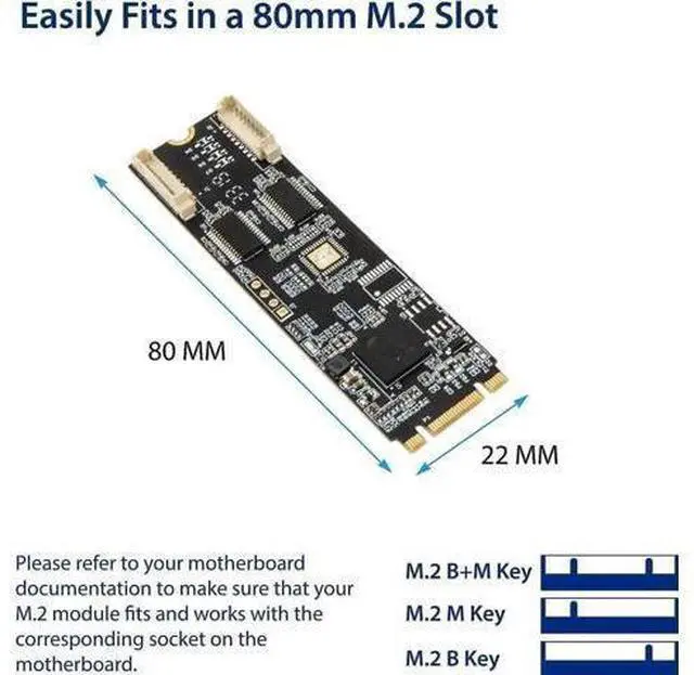 Alt view image 2 of 4 - JAENFONG 2 Port RS-232 DB9 Serial M.2 B+M Key Controller Card SI-ADA15069