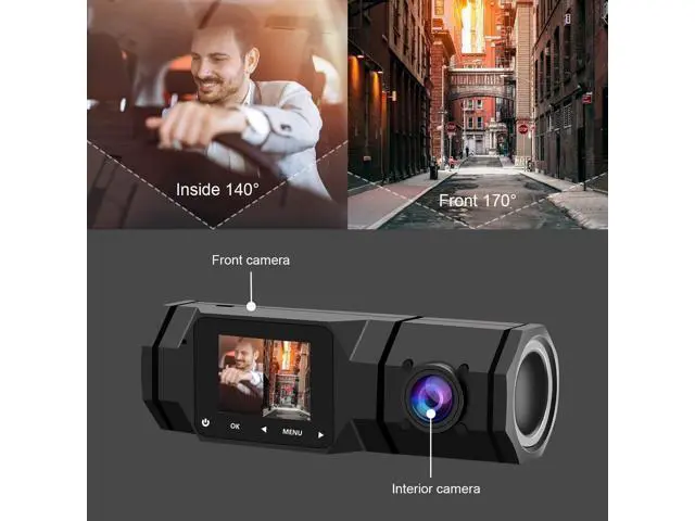 Alt view image 2 of 7 - Upgraded Dual Dash Cam, FHD 1080P Front and Interior Dual Dash Cameras IR Night Vision Dashcam for Car/ Taxi Loop-Recording, G-Sensor& Parking Mode
