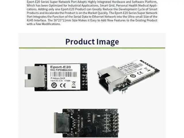Alt view image 7 of 7 - Eport-E20 Network Server Port FreeRTOS TTL Serial to Ethernet Embedded Module DHCP 3.3V DHCP TCP IP Telnet Converter MCU (10pcs)
