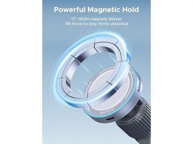 Alt view image 3 of 7 - UGREEN 25W MagFlow Wireless Car Charger, MagSafe Qi2 Certified Fast Charging Cradle Mount for iPhone 17/16/15/14/13/12 Series, Air Vent Clip Secure Holder with USB-C Cable