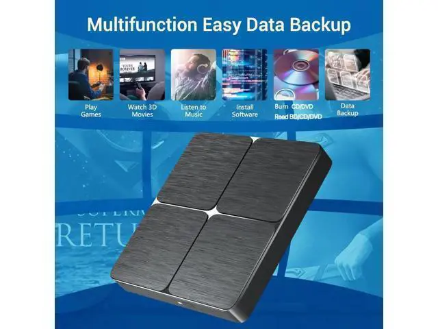 Alt view image 5 of 7 - External Bluray DVD Drive, USB 3.0 and Type-C Portable CD/DVD Drive 3D Blu-ray External DVD Drive Slim Optical External Blu-ray Player Compatible for Windows XP/7/8/10/11 MacOS Laptop,Desktop PC