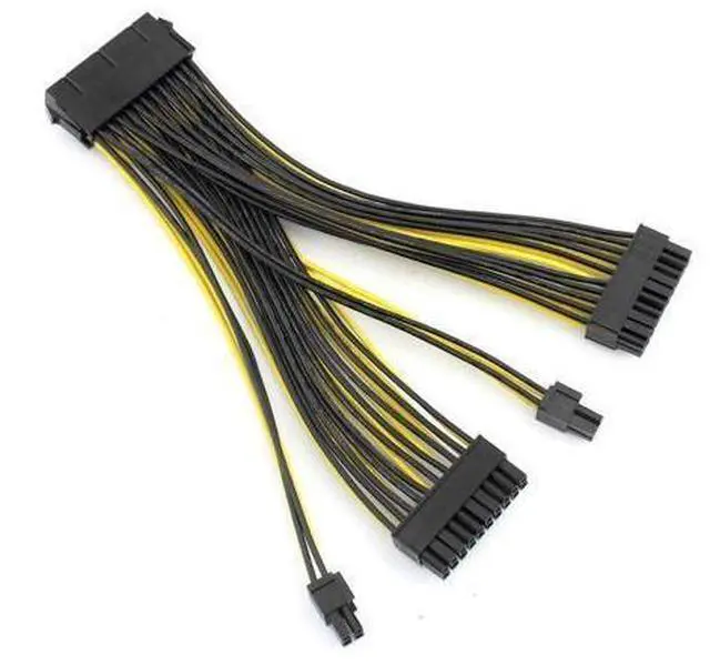 Main image of Vszerda 24P 20+4 Pin Dual PSU Power Supply Cable,18AWG ATX Motherboard Mainboard Adapter Connector Cable Mining Extension Cable - 20cm (10 Pcs)