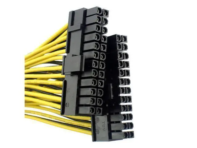Alt view image 4 of 5 - Vszerda 24P 20+4 Pin Dual PSU Power Supply Cable,18AWG ATX Motherboard Mainboard Adapter Connector Cable Mining Extension Cable - 20cm (10 Pcs)