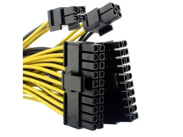 Alt view image 5 of 5 - Vszerda 24P 20+4 Pin Dual PSU Power Supply Cable,18AWG ATX Motherboard Mainboard Adapter Connector Cable Mining Extension Cable - 20cm (10 Pcs)