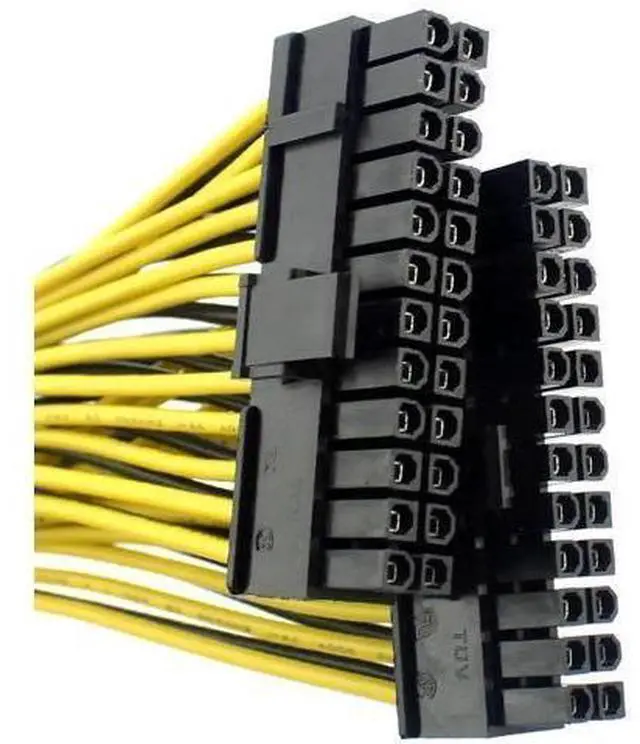 Alt view image 4 of 5 - Vszerda 24P 20+4 Pin Dual PSU Power Supply Cable,18AWG ATX Motherboard Mainboard Adapter Connector Cable Mining Extension Cable - 20cm (10 Pcs)