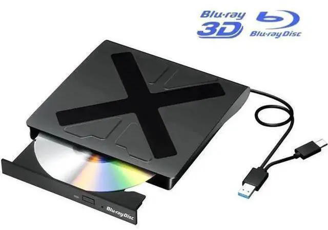 Main image of External Blu Ray Drive, USB 3.0 and Type-C Blu Ray Burner Portable Blu Ray DVD/CD/BD Player, 3D Optical Bluray DVD Drive Compatible with Windows XP/7/8/10/11 MacOS for Mac-Book Laptop Desktop