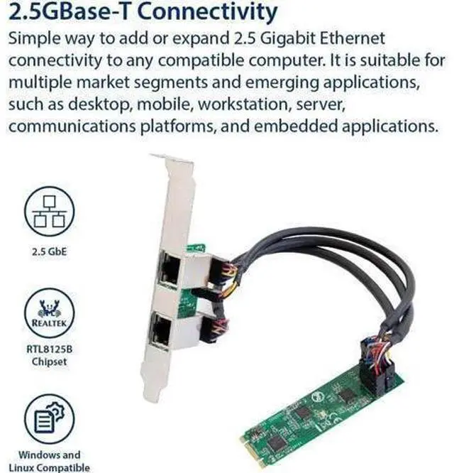 Alt view image 2 of 6 - JAENFONG Dual 2.5 Gigabit M.2 M+B Key Ethernet Network Expansion Card