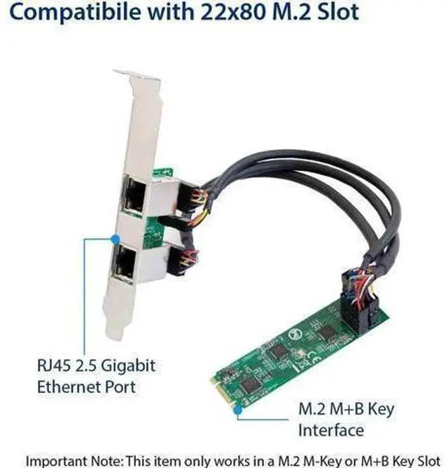 Alt view image 4 of 6 - JAENFONG Dual 2.5 Gigabit M.2 M+B Key Ethernet Network Expansion Card
