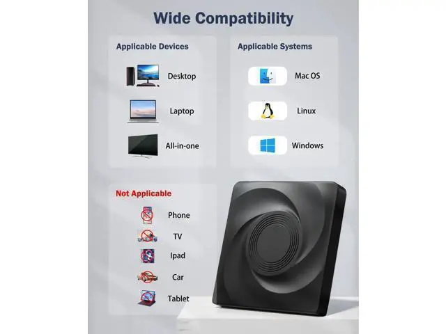 Alt view image 4 of 7 - Vszerda External Blu-ray Drive, USB 3.0 Type-C Optical External DVD Drive Burner, External Bluray Burner Compatible with Windows/MacOS/Linux Laptop Desktop