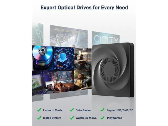 Alt view image 6 of 7 - Vszerda External Blu-ray Drive, USB 3.0 Type-C Optical External DVD Drive Burner, External Bluray Burner Compatible with Windows/MacOS/Linux Laptop Desktop