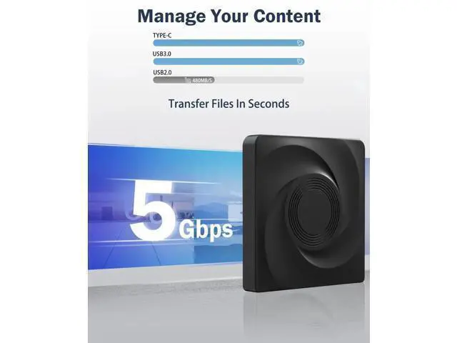 Alt view image 5 of 7 - Vszerda External Blu-ray Drive, USB 3.0 Type-C Optical External DVD Drive Burner, External Bluray Burner Compatible with Windows/MacOS/Linux Laptop Desktop
