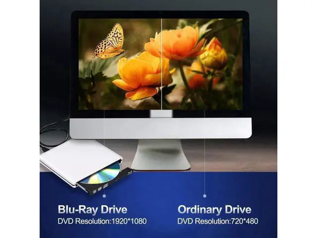 Alt view image 2 of 7 - JAENFONG External Blu Ray DVD Drive , USB 3.0 Burner Slim Optical Portable Blu-ray CD DVD Reader Writer RW Player for Laptop Desktop MacBook OS Windows 7 8 10 PC iMac Laptop (Silver)