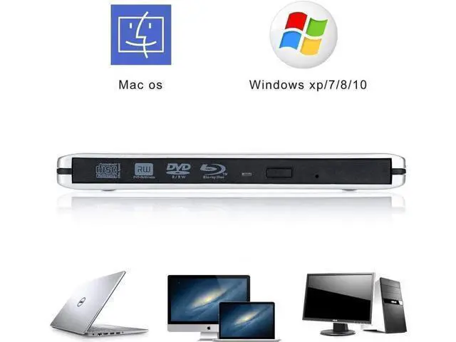 Alt view image 3 of 7 - JAENFONG External Blu Ray DVD Drive , USB 3.0 Burner Slim Optical Portable Blu-ray CD DVD Reader Writer RW Player for Laptop Desktop MacBook OS Windows 7 8 10 PC iMac Laptop (Silver)