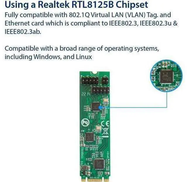 Alt view image 2 of 5 - Dual 2.5 Gigabit M.2 M+B Key Ethernet Network Expansion Card