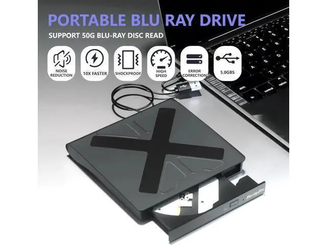 Alt view image 5 of 7 - External Blu Ray Drive, USB 3.0 and Type-C Blu Ray Burner Portable Blu Ray DVD/CD/BD Player, 3D Optical Bluray DVD Drive Compatible with Windows XP/7/8/10/11 MacOS for Mac-Book Laptop Desktop
