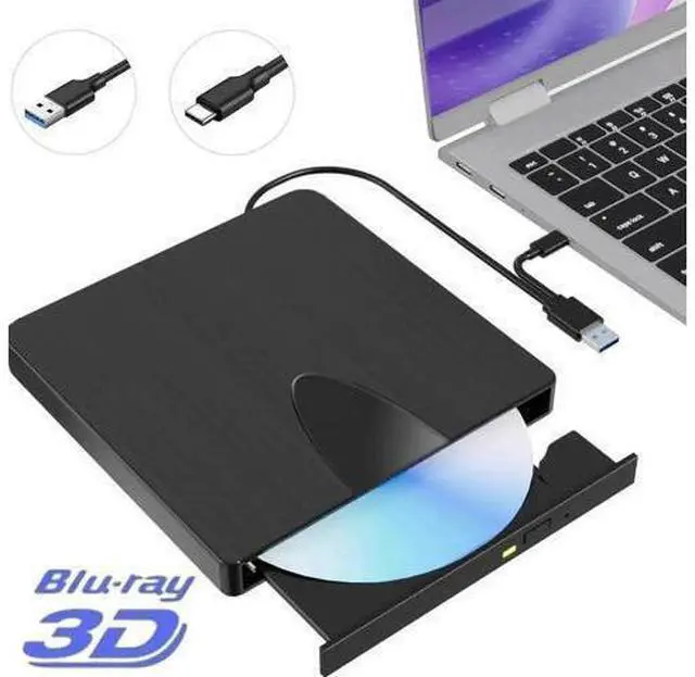 Main image of Vszerda External Blu Ray Drive, USB 3.0 and Type-C Blu Ray Burner Portable Blu Ray DVD/CD/BD Player, 3D Optical Bluray Drive Compatible with Windows XP/7/8/10/11 MacOS for Mac-Book Laptop Desktop PC