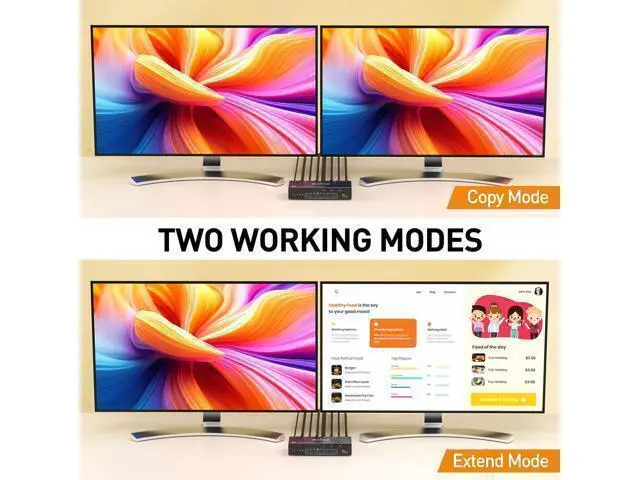 Alt view image 3 of 7 - 8K KVM Switch 2 Monitors 3 Computer, Dual Monitors USB 3.0 Displayport KVM Switcher, Supports 8K@60Hz for 3 DP Port PC Share 2 DP Monitors, Keyboard and Mouse