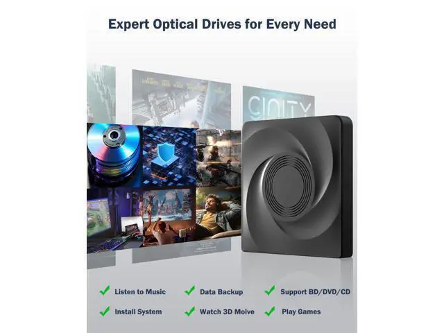 Alt view image 6 of 7 - Vszerda External Blu-ray Drive, USB 3.0 Type-C Optical External DVD Drive Burner, External Bluray Burner Compatible with Windows/MacOS/Linux Laptop Desktop