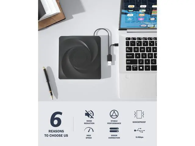 Alt view image 5 of 7 - Vszerda External Blu-ray Drive, USB 3.0 Type-C Optical External DVD Drive Burner, External Bluray Burner Compatible with Windows/MacOS/Linux Laptop Desktop