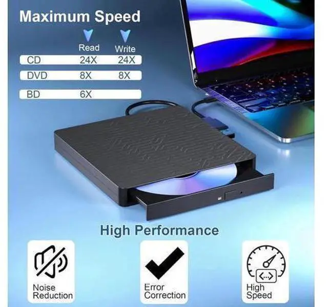 Alt view image 4 of 7 - Vszerda 5 in 1 External Blu ray Drive, Multifunctional USB 3.0 Type-C 3D External Blu-ray Slim Optical Drive CD DVD Drive Burner with SD/TF Card Reader/2 USB 3.0 Hubs for Windows XP/7/8/10/11, MacOS