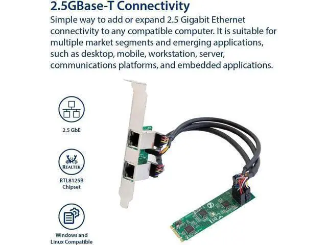 Alt view image 2 of 6 - Vszerda Dual 2.5 Gigabit M.2 M+B Key Ethernet Network Expansion Card