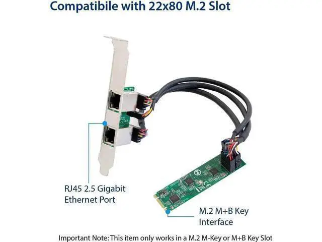 Alt view image 4 of 6 - Vszerda Dual 2.5 Gigabit M.2 M+B Key Ethernet Network Expansion Card