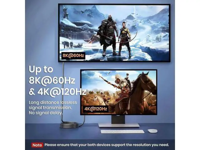Alt view image 6 of 7 - Fiber Optic HDMI 2.1 Cable 16.4 FT, in Wall - 48Gbps Outdoor Armoured HDMI 2.1 Cable 8K@60Hz,4K@120Hz Dynamic HDR, eARC for RTX 3080/3090 Xbox Series X PS5 Denon AV Receiver L-G Sam-sung S-ony TV